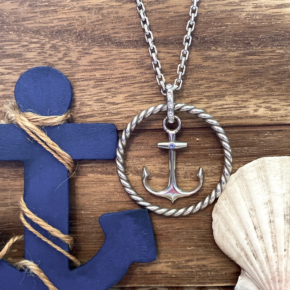 Brighton Silver Nautical Anchor Necklace - chain can be worn long or short